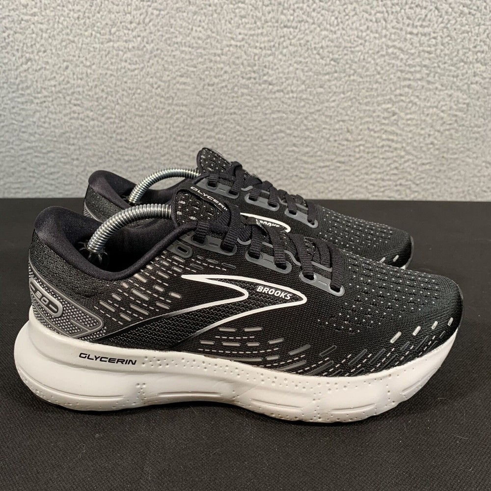 Brooks Shoes Womens 8 B Glycerin 20 Black White Running Sneakers Athletic EUC